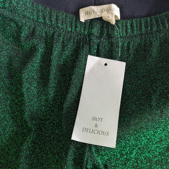 NWT Hot & Delicious Green Sparkle Shimmer Leggings - Picture 4 of 6
